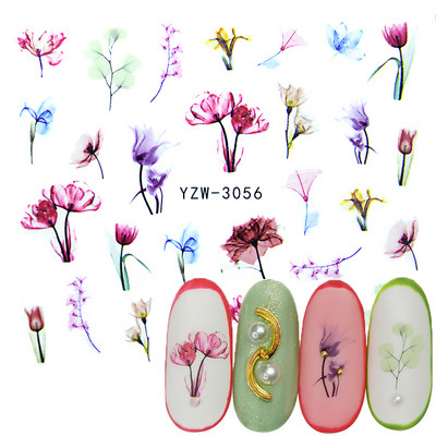 Tavaszi körömmatricák víz matricák körmökhöz csúszkák körömmatricák művészi matricák téli aranyos róka transzfer torta kis friss szilva