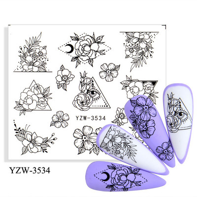 Tavaszi körömmatricák víz matricák körmökhöz csúszkák körömmatricák művészi matricák téli aranyos róka transzfer torta kis friss szilva