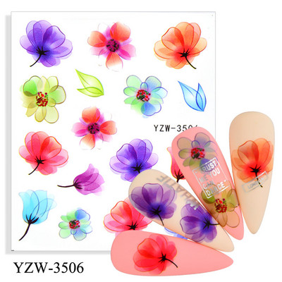 Tavaszi körömmatricák víz matricák körmökhöz csúszkák körömmatricák művészi matricák téli aranyos róka transzfer torta kis friss szilva