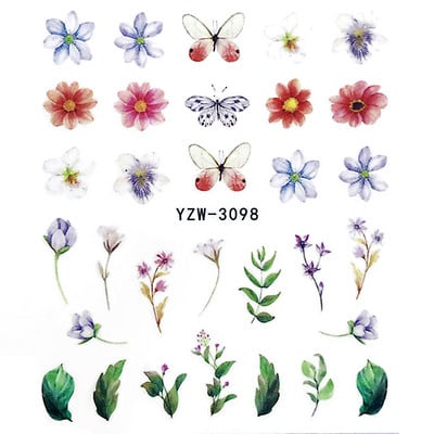 Tavaszi körömmatricák víz matricák körmökhöz csúszkák körömmatricák művészi matricák téli aranyos róka transzfer torta kis friss szilva