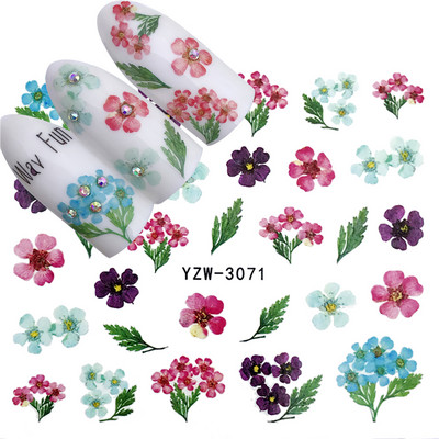 Tavaszi körömmatricák víz matricák körmökhöz csúszkák körömmatricák művészi matricák téli aranyos róka transzfer torta kis friss szilva