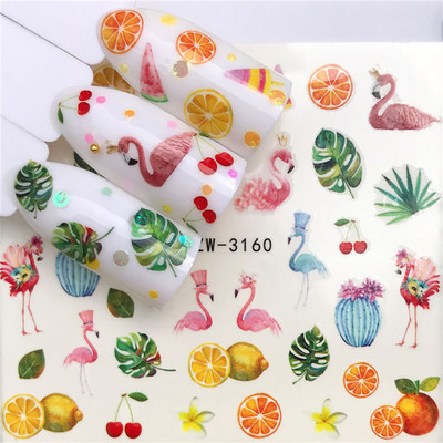 Tavaszi körömmatricák víz matricák körmökhöz csúszkák körömmatricák művészi matricák téli aranyos róka transzfer torta kis friss szilva