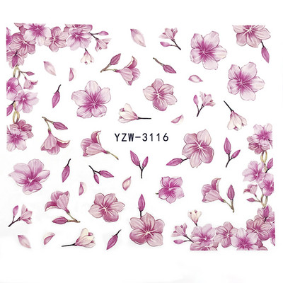 Tavaszi körömmatricák víz matricák körmökhöz csúszkák körömmatricák művészi matricák téli aranyos róka transzfer torta kis friss szilva