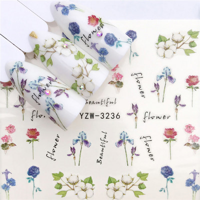 Tavaszi körömmatricák víz matricák körmökhöz csúszkák körömmatricák művészi matricák téli aranyos róka transzfer torta kis friss szilva