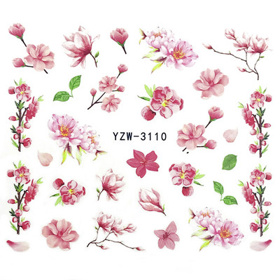 Tavaszi körömmatricák víz matricák körmökhöz csúszkák körömmatricák művészi matricák téli aranyos róka transzfer torta kis friss szilva