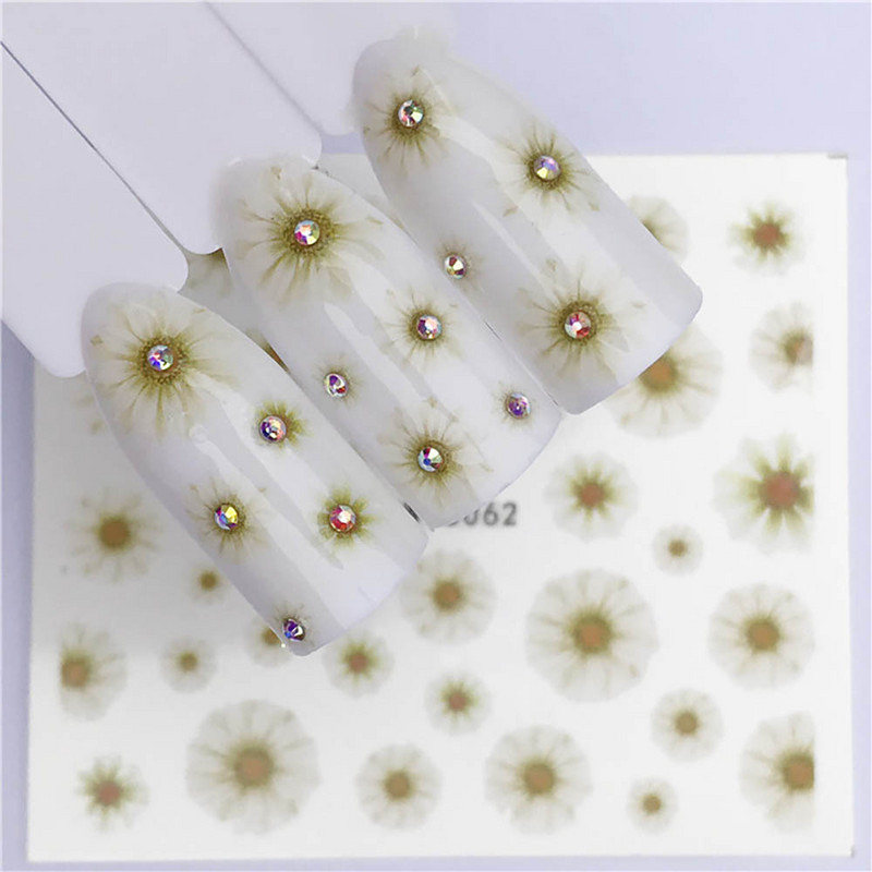 Tavaszi körömmatricák víz matricák körmökhöz csúszkák körömmatricák művészi matricák téli aranyos róka transzfer torta kis friss szilva