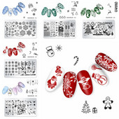 Új hópehely virág jávorszarvas rozsdamentes acél barkácsbélyegző lemezek karácsonyi körömdíszítő sablon képsablon