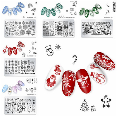 Új hópehely virág jávorszarvas rozsdamentes acél barkácsbélyegző lemezek karácsonyi körömdíszítő sablon képsablon
