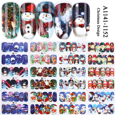 12 minta őszi levelek víz matricák körmök arany őszi matricák rajzfilm csúszkák fóliás körmök dekoráció manikűr LABN2365-2376