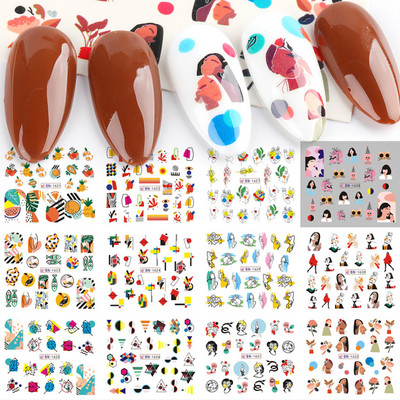 12 minta őszi levelek víz matricák körmök arany őszi matricák rajzfilm csúszkák fóliás körmök dekoráció manikűr LABN2365-2376