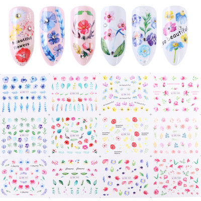 12 minta őszi levelek víz matricák körmök arany őszi matricák rajzfilm csúszkák fóliás körmök dekoráció manikűr LABN2365-2376