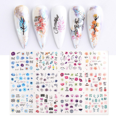 12 minta őszi levelek víz matricák körmök arany őszi matricák rajzfilm csúszkák fóliás körmök dekoráció manikűr LABN2365-2376