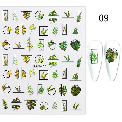 3D körömmatrica holografikus virág levél minta ragasztó transzfer geometria csúszka DIY körömdíszítés kiegészítők manikűr dekoráció