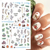 Talvine küünte disain lumepuu 3D jõulukleebis armas multikas Põdra pingviini liugurid kleebised uusaasta kaunistused 2023 LAF816