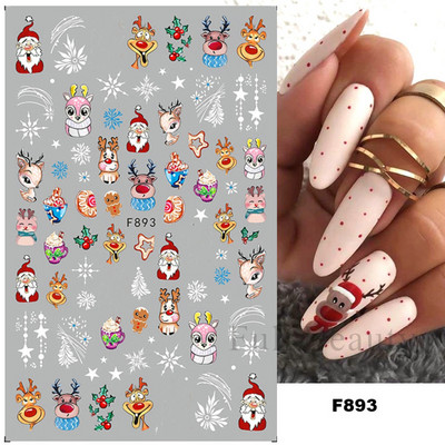 Talvine küünte disain lumepuu 3D jõulukleebis armas multikas Põdra pingviini liugurid kleebised uusaasta kaunistused 2023 LAF816