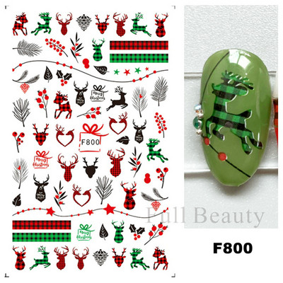 Talvine küünte disain lumepuu 3D jõulukleebis armas multikas Põdra pingviini liugurid kleebised uusaasta kaunistused 2023 LAF816