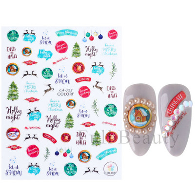 Talvine küünte disain lumepuu 3D jõulukleebis armas multikas Põdra pingviini liugurid kleebised uusaasta kaunistused 2023 LAF816