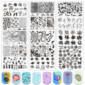 Graffiti tér körömdíszítés sablon állatkép virág levél körömbélyegző lemezek buborékvonal textúra rozsdamentes acél formalap