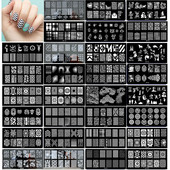 1 x 2021 új tervezésű körömsablon 12*6 cm-es fémsablon Konad Polish Geometry Designs Körömdíszítési bélyegzősablon JR01-30