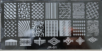 1 x 2021 Νέο σχέδιο για πρότυπο νυχιών 12*6CM Μεταλλικό πρότυπο Konad Polish Geometry Designs Nail Art Stamp Image Stencil πλάκας JR01-30