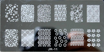 1 x 2021 Нов дизайн на шаблон за нокти 12*6CM Метален шаблон Konad Polish Geometry Designs Nail Art Stamp Image Plate Stencil JR01-30