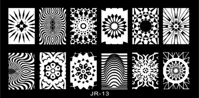 1 x 2021 új tervezésű körömsablon 12*6 cm-es fémsablon Konad Polish Geometry Designs Körömdíszítési bélyegzősablon JR01-30