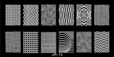 1 x 2021 új tervezésű körömsablon 12*6 cm-es fémsablon Konad Polish Geometry Designs Körömdíszítési bélyegzősablon JR01-30