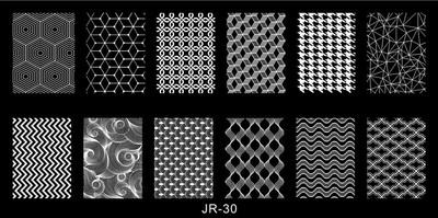 1 x 2021 új tervezésű körömsablon 12*6 cm-es fémsablon Konad Polish Geometry Designs Körömdíszítési bélyegzősablon JR01-30