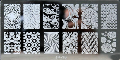 1 x 2021 új tervezésű körömsablon 12*6 cm-es fémsablon Konad Polish Geometry Designs Körömdíszítési bélyegzősablon JR01-30