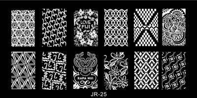 1 x 2021 új tervezésű körömsablon 12*6 cm-es fémsablon Konad Polish Geometry Designs Körömdíszítési bélyegzősablon JR01-30