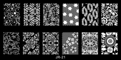 1 x 2021 új tervezésű körömsablon 12*6 cm-es fémsablon Konad Polish Geometry Designs Körömdíszítési bélyegzősablon JR01-30