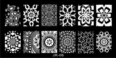 1 x 2021 új tervezésű körömsablon 12*6 cm-es fémsablon Konad Polish Geometry Designs Körömdíszítési bélyegzősablon JR01-30