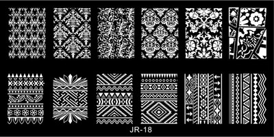 1 x 2021 új tervezésű körömsablon 12*6 cm-es fémsablon Konad Polish Geometry Designs Körömdíszítési bélyegzősablon JR01-30