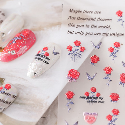 Akril gravírozott körömmatrica kék virágok Desgin öntapadó köröm transzfer csúszkák Pakolások manikűr fóliák Z0660