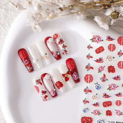 Akril gravírozott körömmatrica kék virágok Desgin öntapadó köröm transzfer csúszkák Pakolások manikűr fóliák Z0660