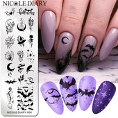 NICOLE NAPLÓ Halloween Bélyegzőlemezek Bélyegző Körömhöz Pumpkin Ghost Körömlakk Sablonok Minden manikűr köröm mintákhoz