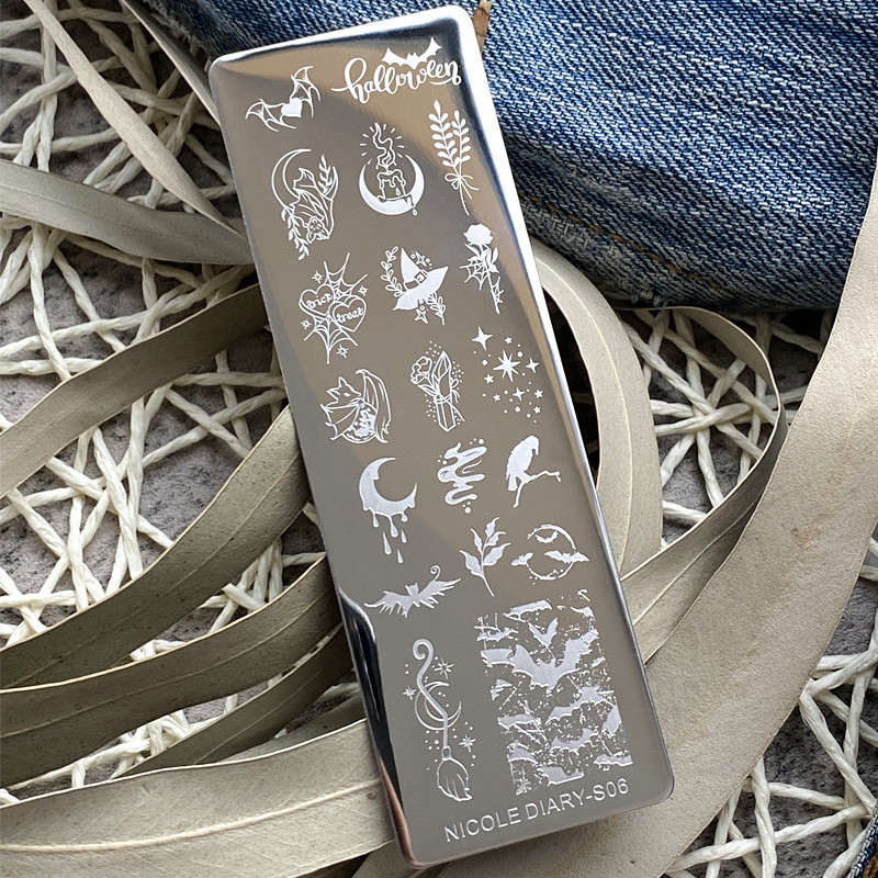 NICOLE NAPLÓ Halloween Bélyegzőlemezek Bélyegző Körömhöz Pumpkin Ghost Körömlakk Sablonok Minden manikűr köröm mintákhoz