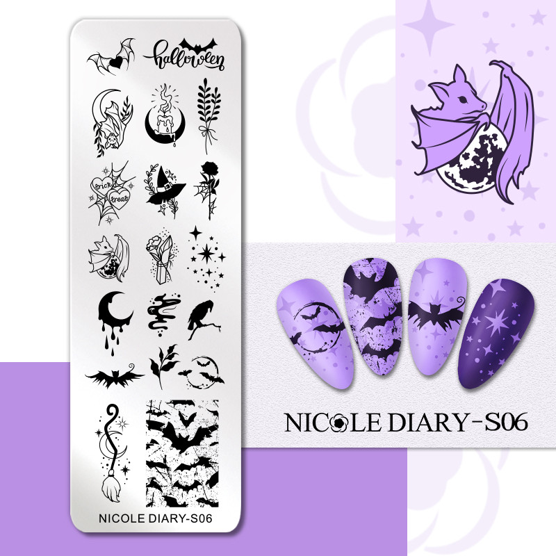 NICOLE NAPLÓ Halloween Bélyegzőlemezek Bélyegző Körömhöz Pumpkin Ghost Körömlakk Sablonok Minden manikűr köröm mintákhoz