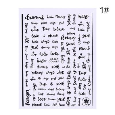 1 lap orosz szöveg 3D köröm matrica virág és betűátvivő csúszka Oroszország szavak köröm matricák manikűr tetoválás dekoráció