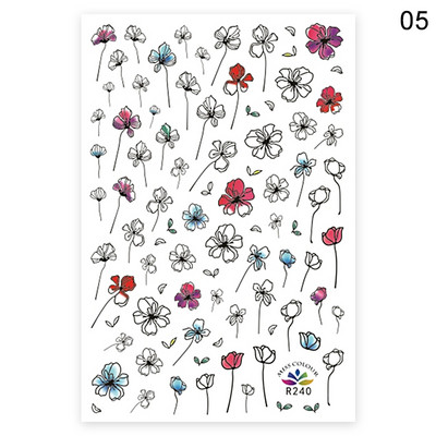 1 lap orosz szöveg 3D köröm matrica virág és betűátvivő csúszka Oroszország szavak köröm matricák manikűr tetoválás dekoráció