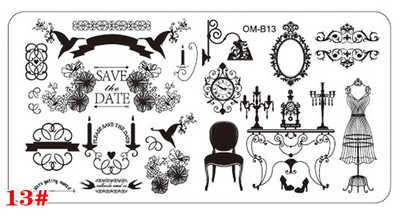 1 db téglalap körömbélyegző sablon rozsdamentes acél 6X12cm virág állatmintás nyomólap barkács köröm manikűr sablonok