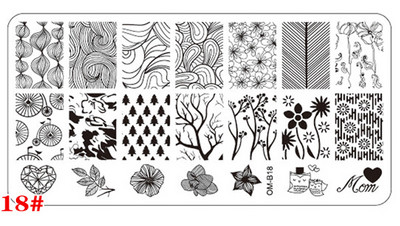 1 db téglalap körömbélyegző sablon rozsdamentes acél 6X12cm virág állatmintás nyomólap barkács köröm manikűr sablonok