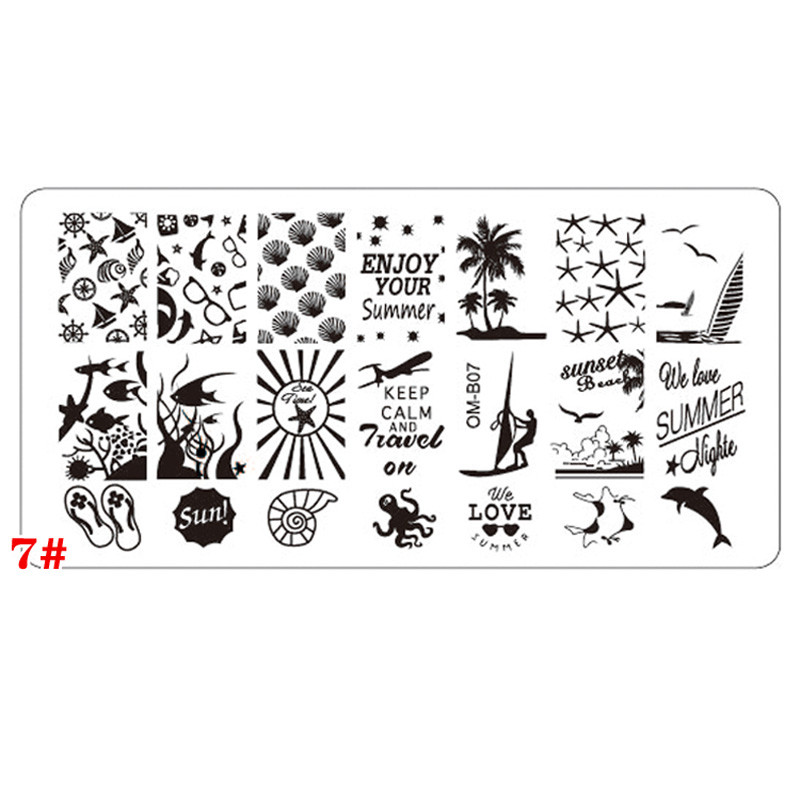 1 db téglalap körömbélyegző sablon rozsdamentes acél 6X12cm virág állatmintás nyomólap barkács köröm manikűr sablonok