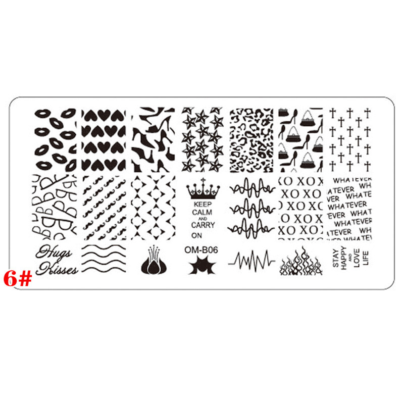 1 db téglalap körömbélyegző sablon rozsdamentes acél 6X12cm virág állatmintás nyomólap barkács köröm manikűr sablonok