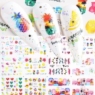 12db Avokádó Körömmatricák Aranyos Rajzfilm Transzfer csúszkák Körömhöz Kutya Macska Vízmatricák Anime Tatto Manikűrhöz GLBN1585-1596