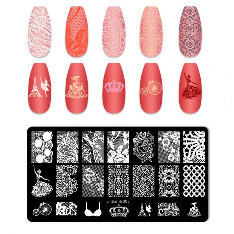 Divat körömátvivő lemez, mini körömdíszítő képsablon, rozsdaálló korrózióálló körömbélyegző lemez nők számára