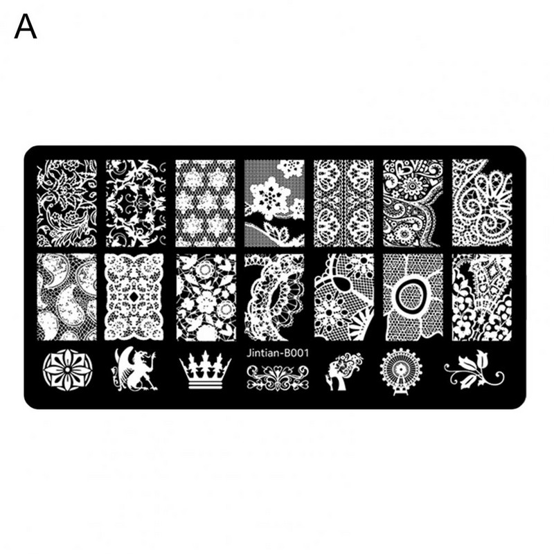 Divat körömátvivő lemez, mini körömdíszítő képsablon, rozsdaálló korrózióálló körömbélyegző lemez nők számára