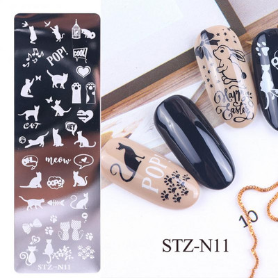 Πλάκες για σφράγιση νυχιών με νιφάδα χιονιού Χριστουγεννιάτικα λουλούδια Γάτες Σχέδια κινουμένων σχεδίων Πρότυπα νυχιών Νέο αυτοκόλλητο εκτύπωσης νυχιών τέχνης