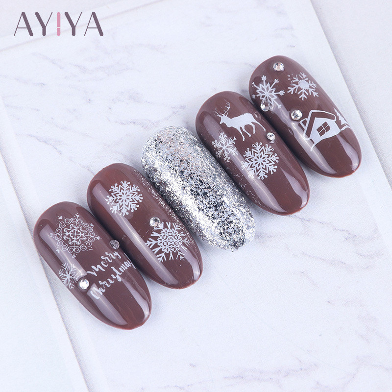 1 DB Nail Art transzfer acéllemez, robbanásveszélyes kis virágos pillangószirmok hópehely elk karácsonyi köröm sablon transzfer