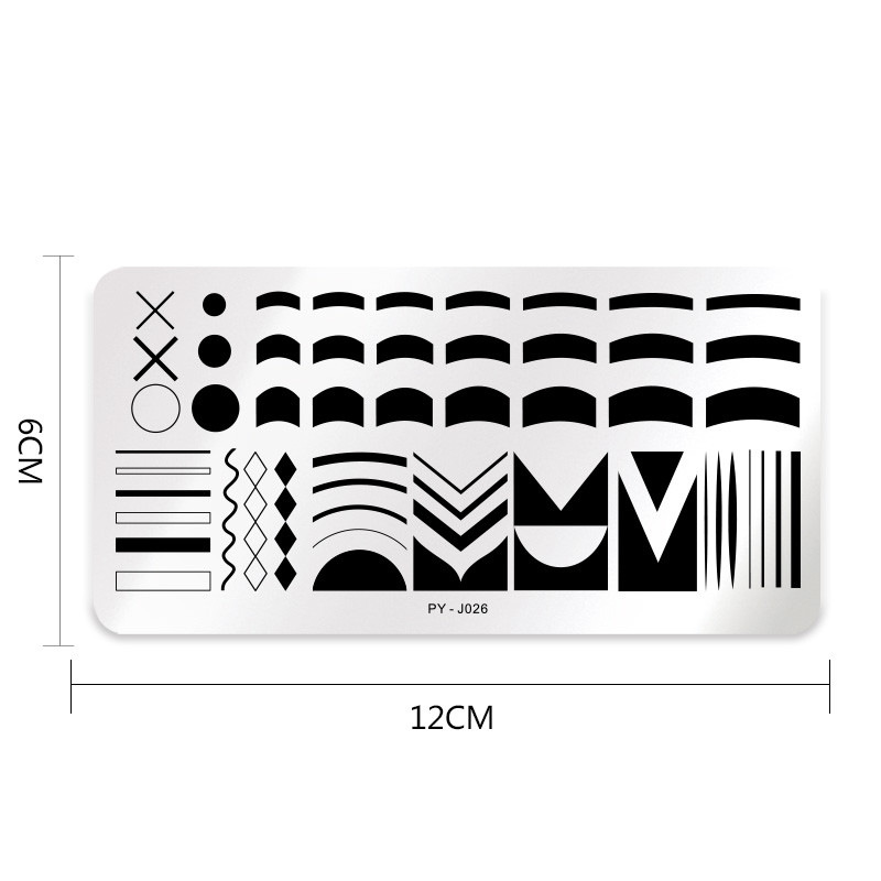 PICT YOU Téglalap alakú körömbélyegző lemezek Geometrikus kialakítás Rozsdamentes acél körömbélyegző sablon körömlemez szerszámok